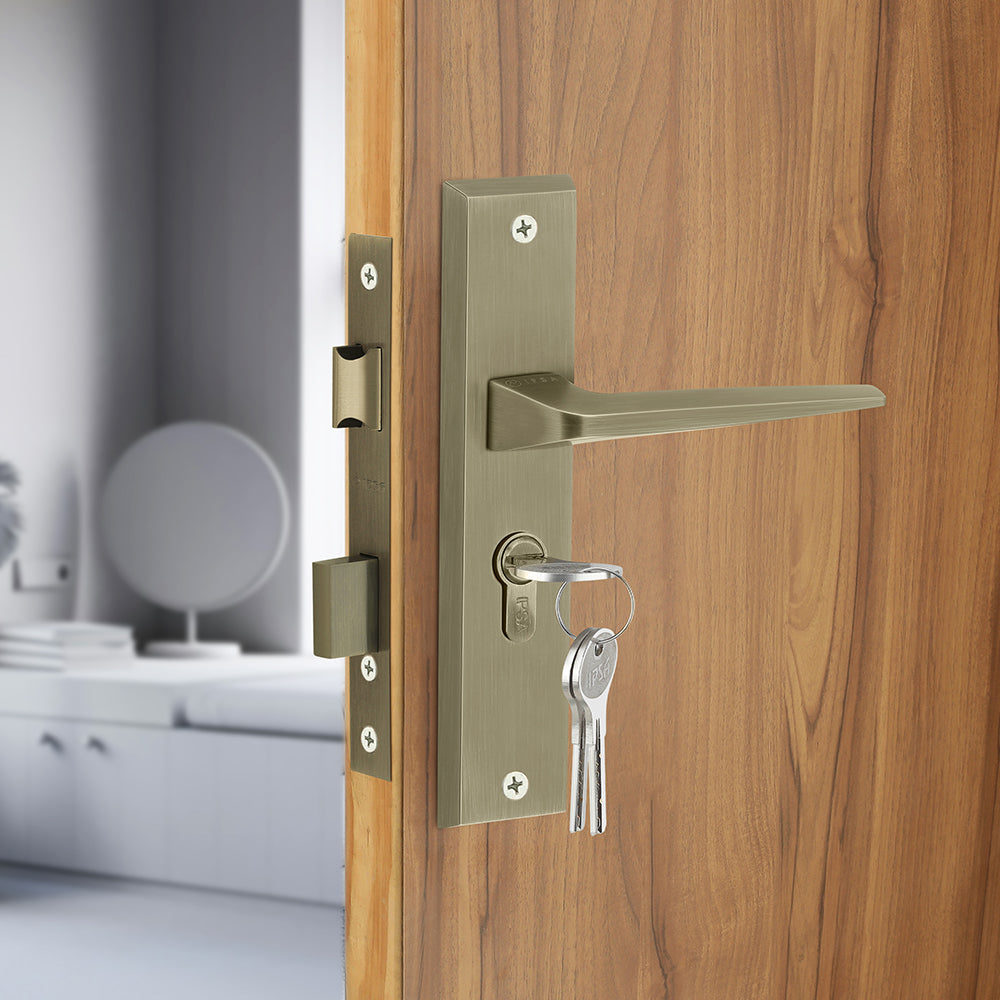 IPSA Canary Iris Handle Series on 8" Plate CYS Lockset with 60mm Both Side Key - Matte Antique Finish MAB